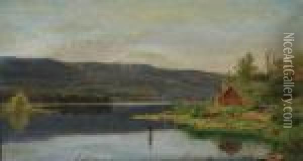 Cabin At Greenwood Lake Oil Painting - Jasper Francis Cropsey