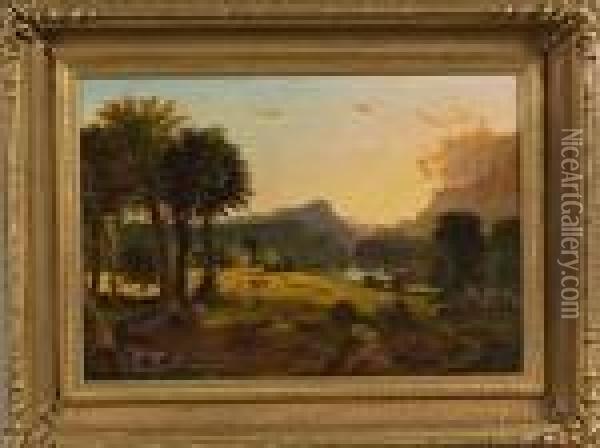 Hudson Valley Landscape. Oil Painting - Jasper Francis Cropsey