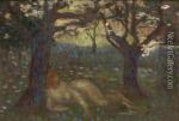 Nu Allonge Dans Les Bois Oil Painting - Henri Edmond Cross
