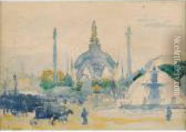 Place De La Concorde Lors De L'exposition Universelle Oil Painting - Henri Edmond Cross