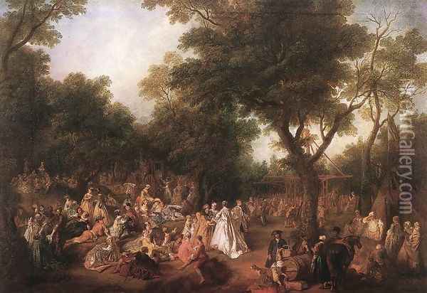 Fete in a Wood 1720-25 Oil Painting - Nicolas Lancret