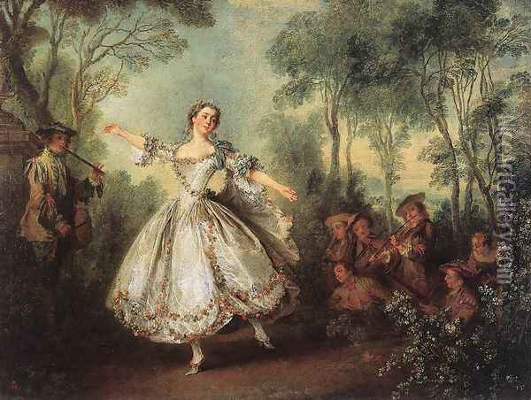 Mademoiselle de Camargo Dancing 1730 Oil Painting - Nicolas Lancret