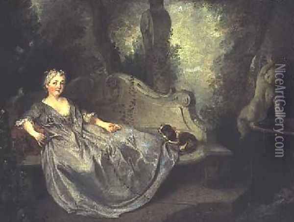 Portrait of a Lady in a Garden Oil Painting - Nicolas Lancret