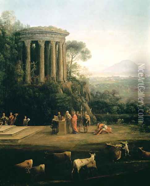 Landscape with the Father of Psyche sacrificing to Apollo Oil Painting - Claude Lorrain (Gellee)