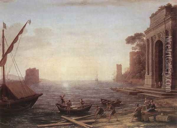 A Seaport at Sunrise 1674 Oil Painting - Claude Lorrain (Gellee)