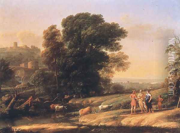 Landscape with Cephalus and Procris Reunited by Diana, 1645 Oil Painting - Claude Lorrain (Gellee)