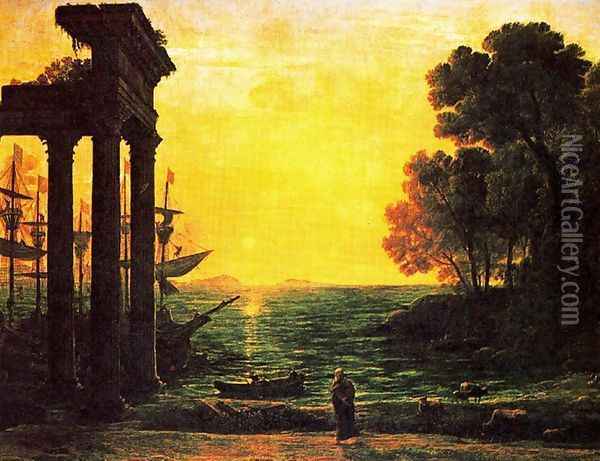 Marina with Ezekiel crying on the ruins of Tyre Oil Painting - Claude Lorrain (Gellee)