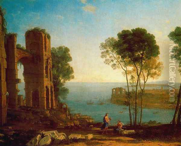 The Bay's Port with Apollo and the Cumaean sibyl Oil Painting - Claude Lorrain (Gellee)