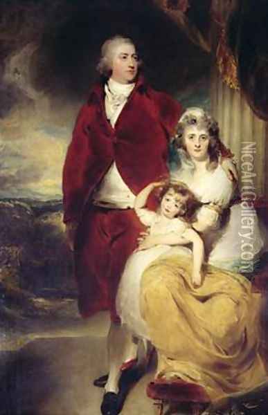Henry 10th Earl and 1st Marquess of Exeter his wife Sarah and daughter Lady Sophia Cecil Oil Painting - Sir Thomas Lawrence