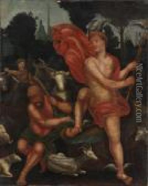 Landskap Med Mercurius Oil Painting - Jacopo Bassano (Jacopo da Ponte)
