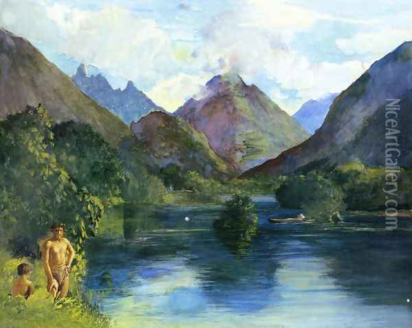 Entrance To Tautira River Tahiti Oil Painting - John La Farge