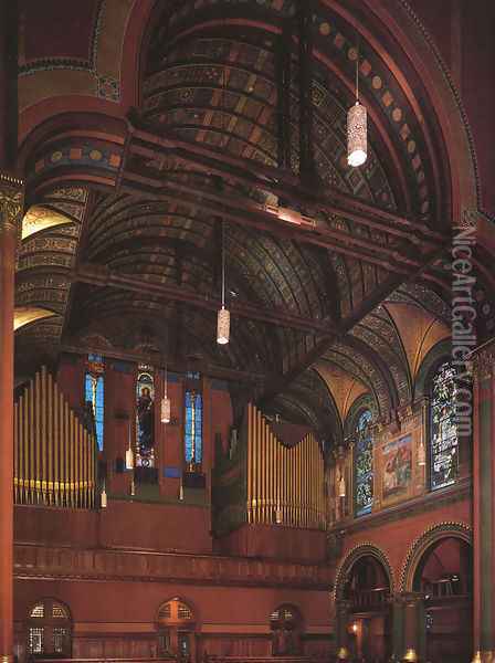 Trinity Church, Boston Oil Painting - John La Farge