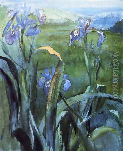 Blue Iris Study Oil Painting - John La Farge