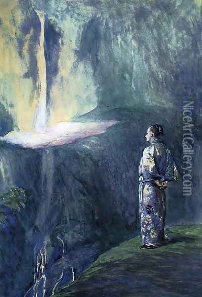 Li Tai Pe And The Waterfall Oil Painting - John La Farge