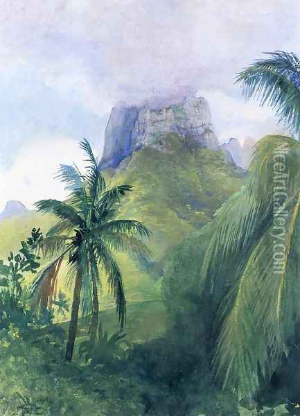 The Peak Of Maua Roa Noon Island Of Moorea Society Islands Uponuhu Oil Painting - John La Farge