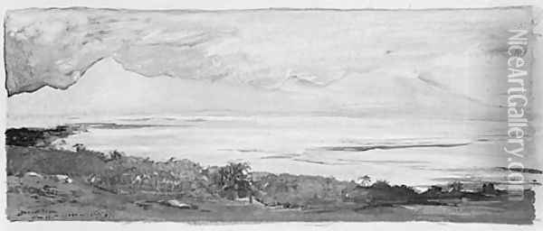 The Island of Moorea Looking across the Strait from Tahiti, January 1891 Oil Painting - John La Farge