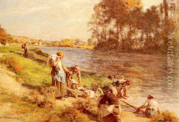 Laveuses au bord de la Marne (Washerwomen by the Banks of the Marne) Oil Painting - Leon Augustin Lhermitte