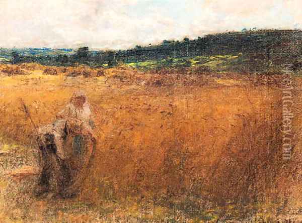 Moissonneurs dans un champs Oil Painting - Leon Augustin Lhermitte
