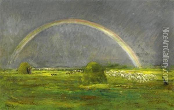 Rainbow. Oil Painting - Charles-Francois Daubigny