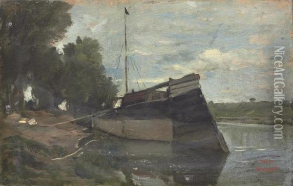 Auvers, Peniche Sur L'oise Oil Painting - Charles-Francois Daubigny