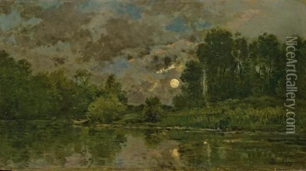 Paysage Au Clair De Lune Oil Painting - Charles-Francois Daubigny