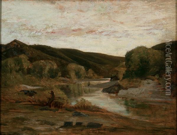 A River In The Hills Oil Painting - Charles-Francois Daubigny