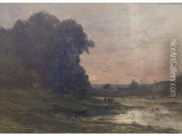 Bord De Riviere Oil Painting - Karl Pierre Daubigny