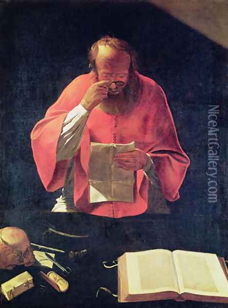 St.Jerome reading Oil Painting - Georges de La Tour