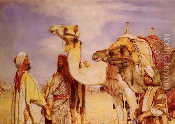 The Greeting in the Desert, Egypt Oil Painting - John Frederick Lewis