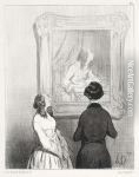 Les Bas Bleus Oil Painting - Honore Daumier