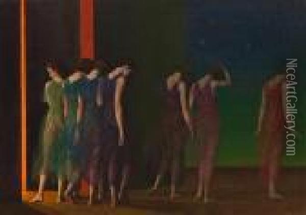 Isadora Duncan Dancers Oil Painting - Arthur Bowen Davies