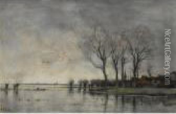 A Town On The River Vecht Oil Painting - Theophile Emile Achille De Bock