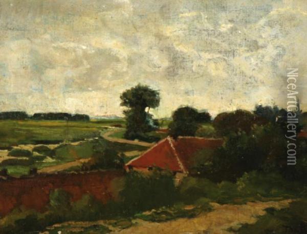 Landschap Met Boerderij Bij Renkum Oil Painting - Theophile Emile Achille De Bock