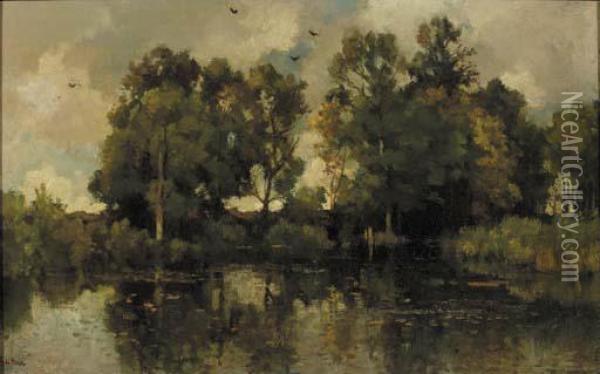Autumn Reflections Oil Painting - Theophile Emile Achille De Bock
