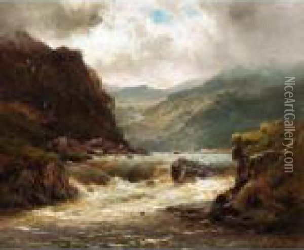 The Falls Of Glengarry Oil Painting - Alfred de Breanski