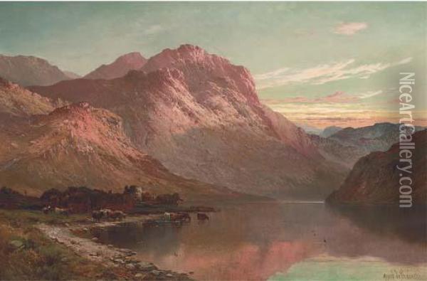 Inverlochy Castle At The Foot Of Ben Nevis Oil Painting - Alfred de Breanski