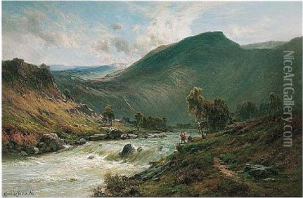 The River Dee Oil Painting - Alfred de Breanski