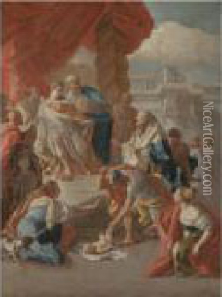 The Judgement Of Solomon Oil Painting - Francesco de Mura