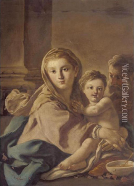 The Holy Family Oil Painting - Francesco de Mura
