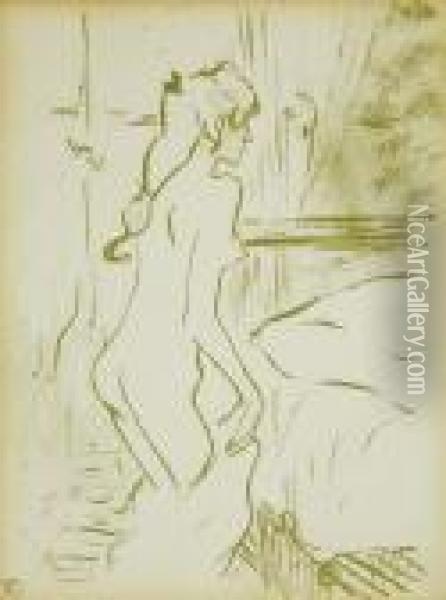 Pour Toi!; Sagesse; Etude Defemme Lithographs Printed In Olive-green Oil Painting - Henri De Toulouse-Lautrec