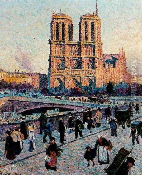 The Quai Saint-Michel and Notre-Dame Oil Painting - Maximilien Luce