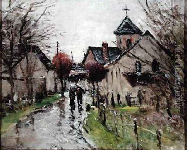 A Small Village under the Rain Oil Painting - Gustave Loiseau