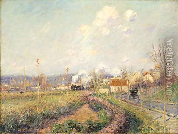 Paysage Saint-Ouen-L'Aumne (Landscape at Saint-Ouen-L'Aumne) Oil Painting - Gustave Loiseau