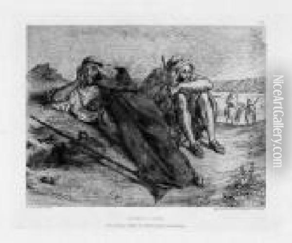 Arabes D'oran Oil Painting - Eugene Delacroix