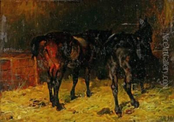 Luci E Ombre Nella Scuderia Oil Painting - Lorenzo Delleani