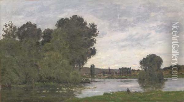 Washerwoman On The Riverbank Oil Painting - Hippolyte Camille Delpy