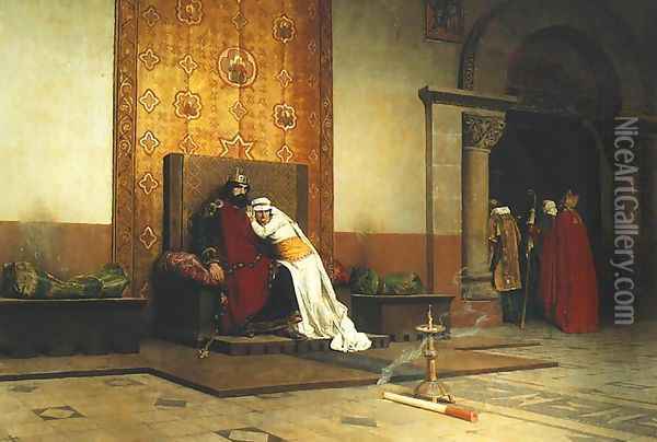 Excommunication of Robert the Pious in 998 Oil Painting - Jean-Paul Laurens