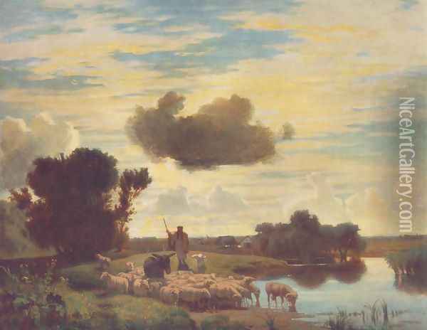 Twilight 1870 Oil Painting - Karoly Lotz