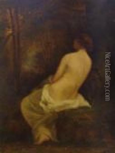 Femme De Dos Dans Un Sous Bois Oil Painting - Narcisse-Virgile D Az De La Pena