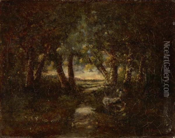 Waldlandschaft Im Abendlicht Oil Painting - Narcisse-Virgile D Az De La Pena